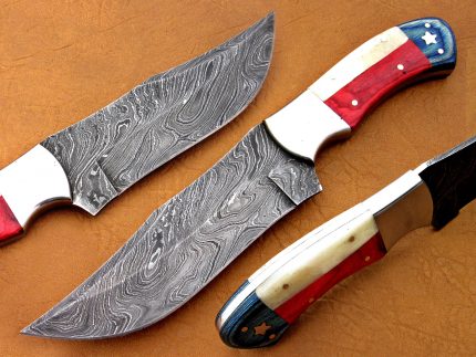 DAMASCUS STEEL BLADE HUNTING KNIFE HANDLE AMERICAN HANDLE 9 INCH