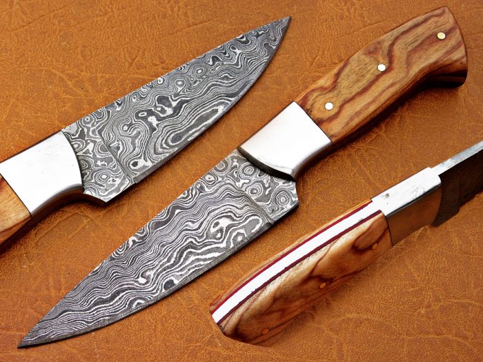 DAMASCUS STEEL BLADE KNIFE SKINNER WALNUT WOOD 7 INCH