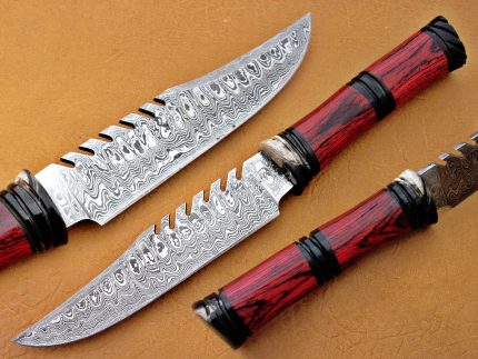 DAMASCUS STEEL BLADE FILLET KNIFE HANDLE MATERIAL RED SHEET DAMASCUS BOLSTER 9 INCH