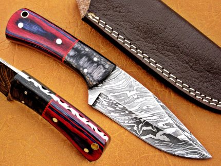 DAMASCUS STEEL BLADE KNIFE SKINNER KNIFE RED SHEET 8 INCH
