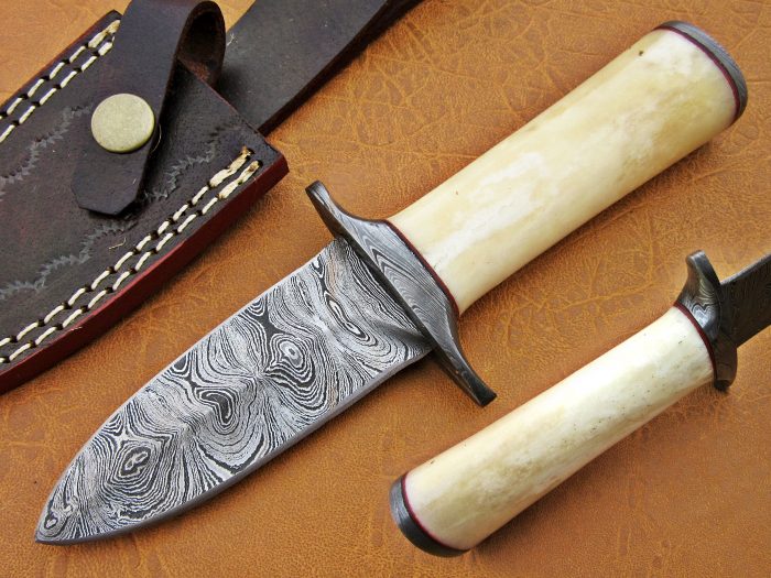 DAMASCUS STEEL BLADE DAGGER KNIFE HANDLE CAMEL BONE OVERALL 8 INCH
