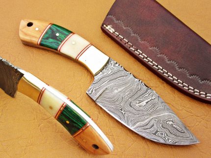 DAMASCUS STEEL BLADE KNIFE SKINNER KNIFE CAMEL BONE COLOR BONE 8 INCH