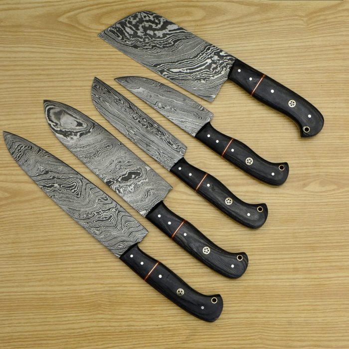 Damascus-Chef-Set-of-5-Chef-Knife-–-Kitchen-Chef-Knife-Set-Raindrop-Damascus-Knife-–-Anniversary-Gift-For-Him