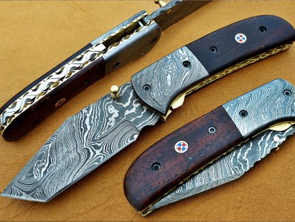 Damascus Steel Blade Folding Knife