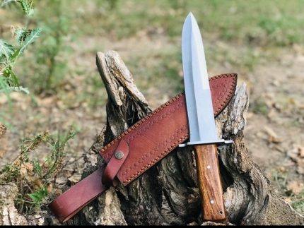 Hand forged Carbon Steel Hunting Knife & Wooden Handle