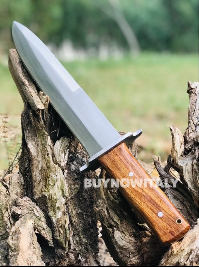 Hand forged Carbon Steel Hunting Knife & Wooden Handle With Leather Sheath