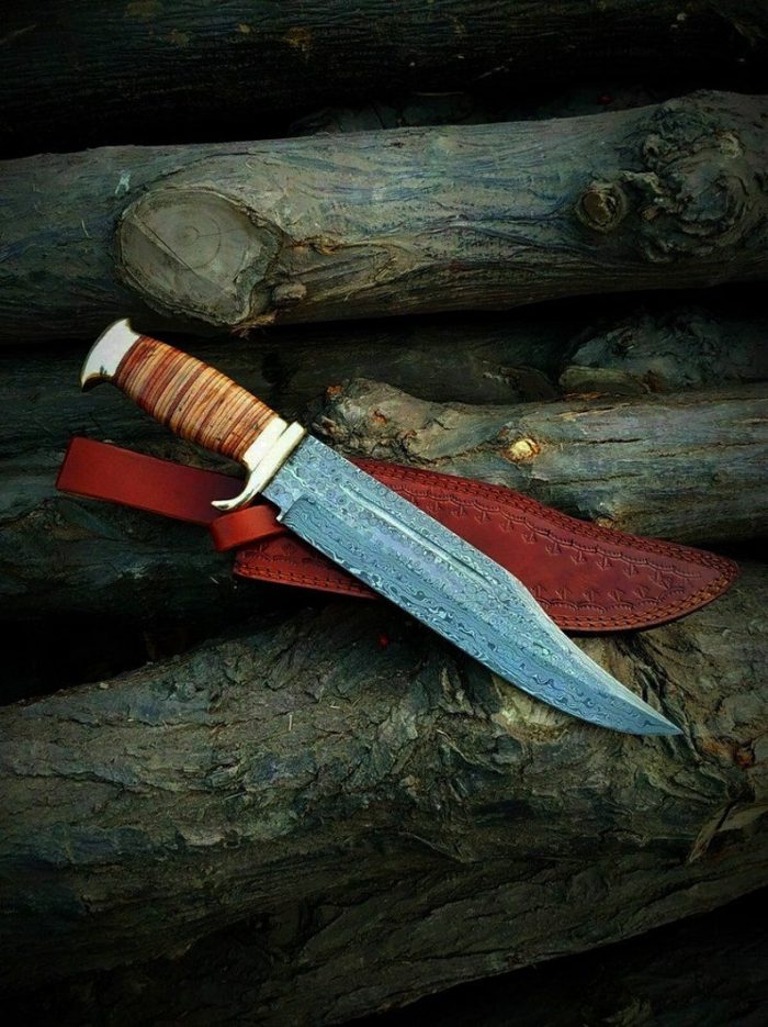 Custom Handmade Damascus Knife 14" Damascus Steel Hunting Bowie Knife