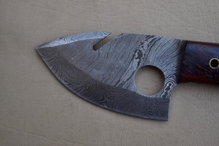 Handmade Damascus skinner knife with leather sheath Christmas present