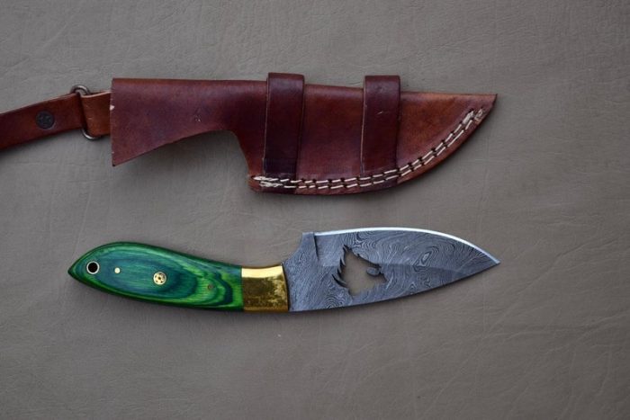 Handmade Damascus Skinner knife With Leather Sheath Christmas Present