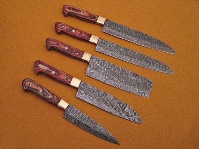 Custom Handmade Damascus Chef Knives Set & Best Gift For Mother Day