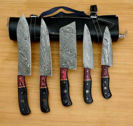 Custom Handmade Damascus Chef Knife Set and Best Gift For Mother Day