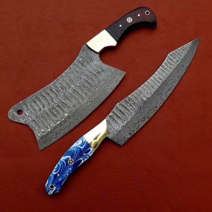 New Unique Style Handle Chef and Cleaver knife Damascus Steel