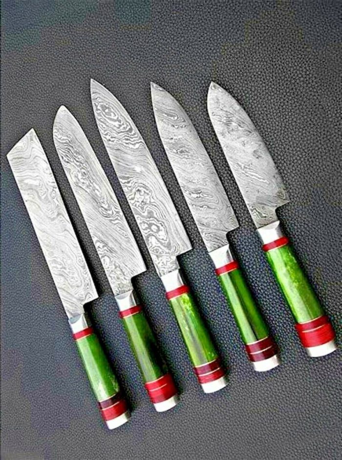 Customized Handmade Damascus Chef Knives Set with Bag