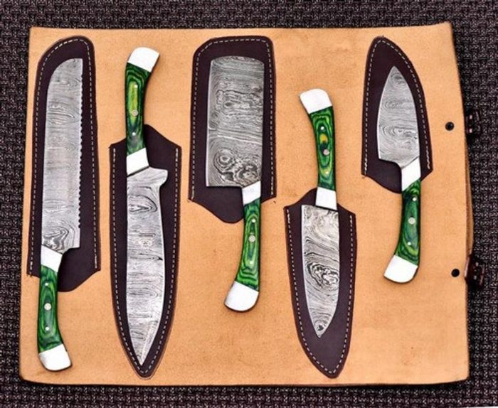 Personalized Damascus Chef knives Set kitchen Knife & Mother Day Gift